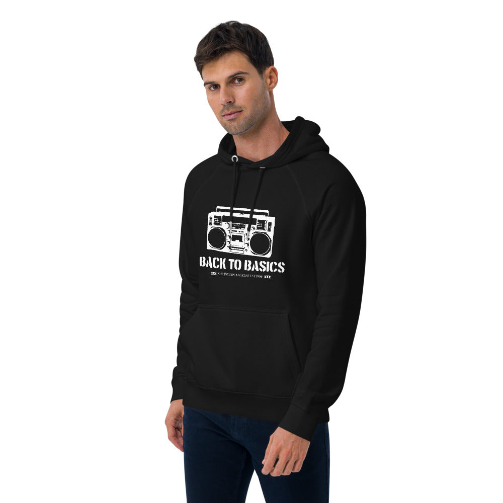 black Unisex eco raglan hoodie – organic cotton sustainable sweatshirt