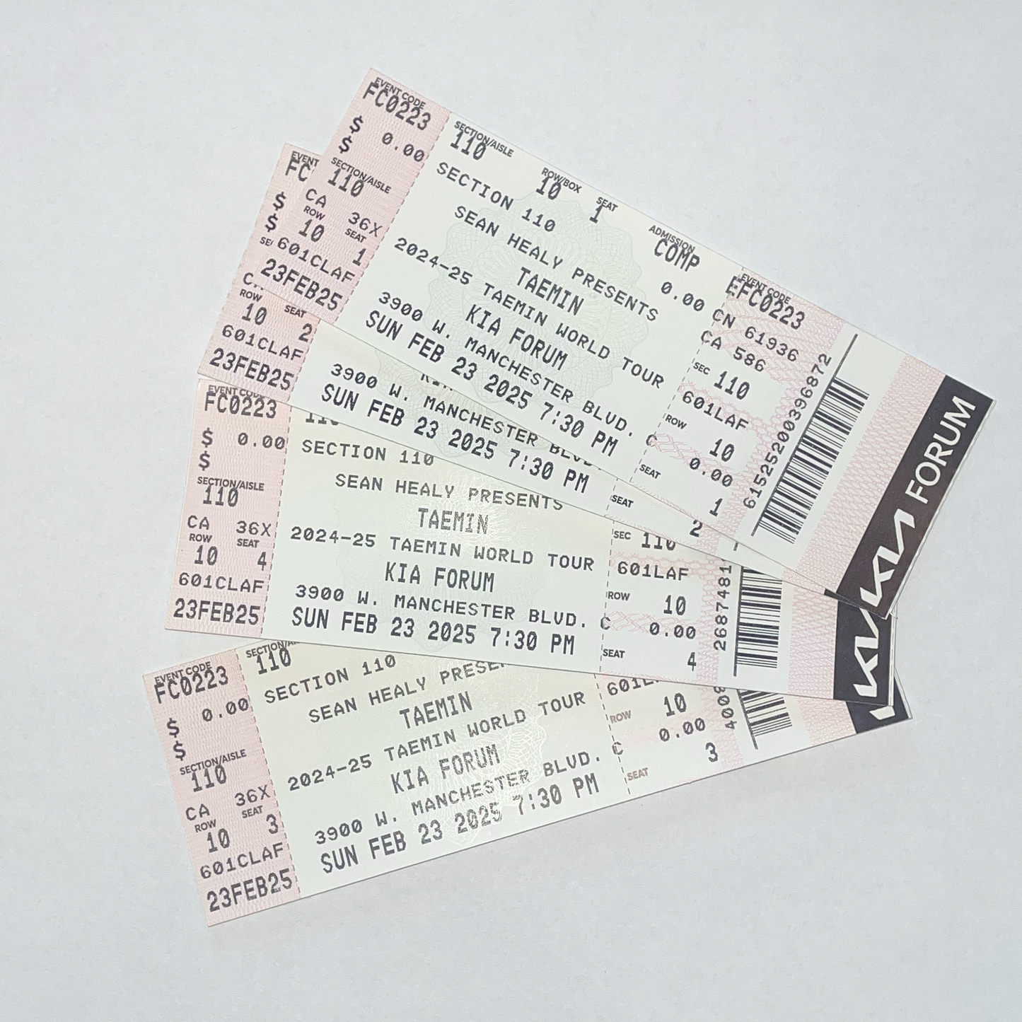 Archive Concert Ticket Stubs - Taemin at The Kia Forum in Los Angeles (Feb. 23, 2025)