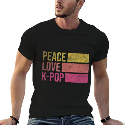 Retro K-Pop Forn Girls Women KPop And Peace  Stretchy T-Shirt