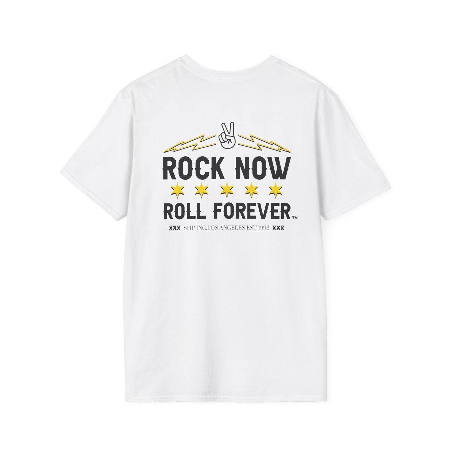 Rock Now Roll Forever Unisex T-Shirt [Bolts x Stars]