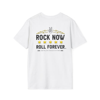 Rock Now Roll Forever Unisex T-Shirt [Bolts x Stars]