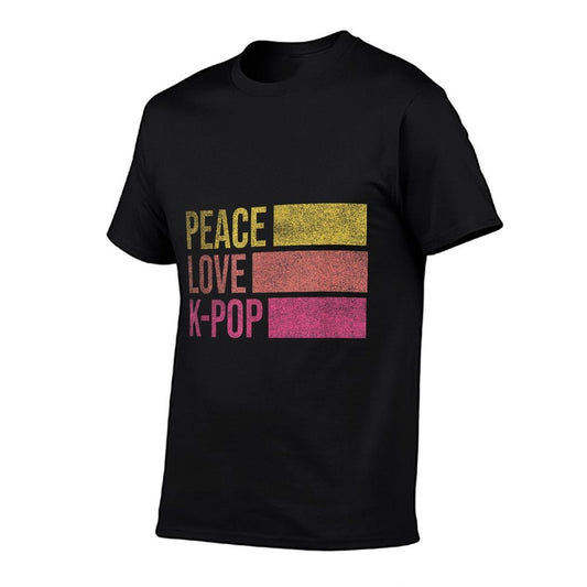 Retro K-Pop Forn Girls Women KPop And Peace  Stretchy T-Shirt