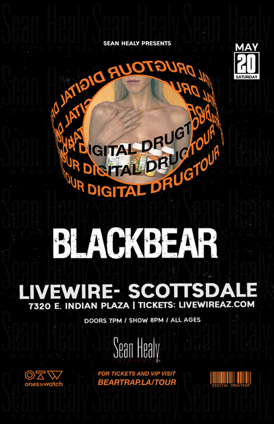 Promotional poster for Blackbear's 'Digital Drug Tour' featuring a person with a bandage on their arm.