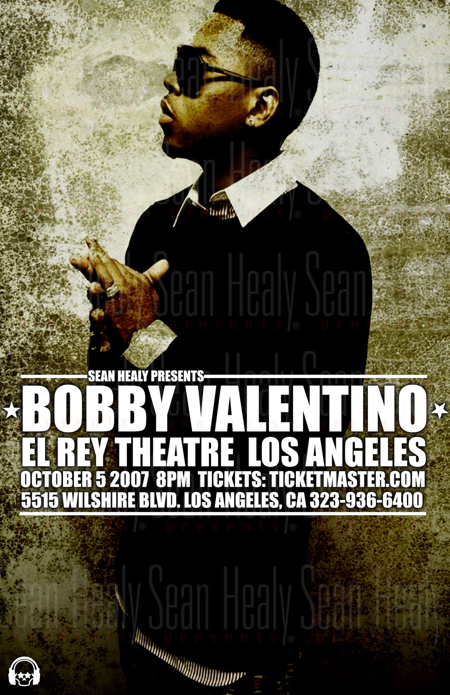 Bobby Valentino - Limited Edition El Rey Theatre Los Angeles Poster (2007)