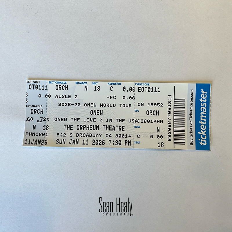 ONEW at Orpheum Theatre in Los Angeles - Archive Concert Ticket Stubs (Jan. 11, 2026)