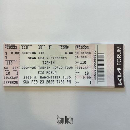 Archive Concert Ticket Stubs - Taemin at The Kia Forum in Los Angeles (Feb. 23, 2025)