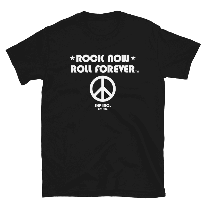 Rock Now, Roll Forever™ Peace Shirt [White Text]