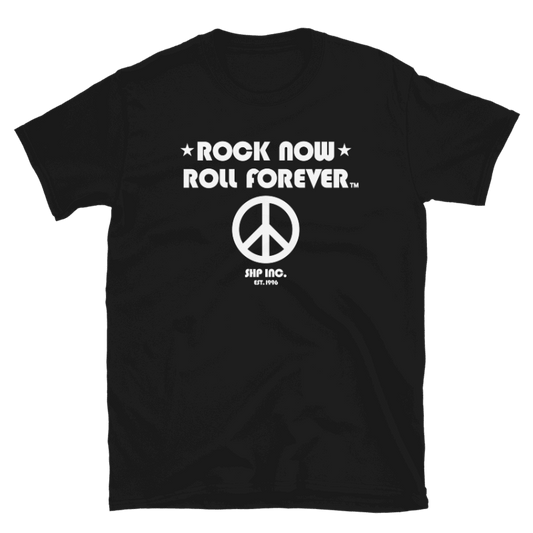 Rock Now, Roll Forever™ Peace Shirt [White Text]
