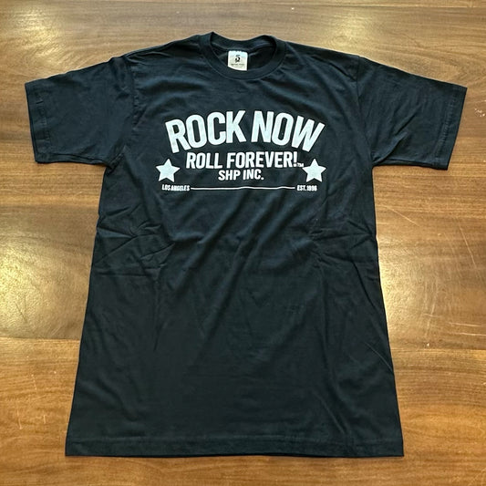 Rock Now Roll Forever unisex rock graphic t-shirt front view