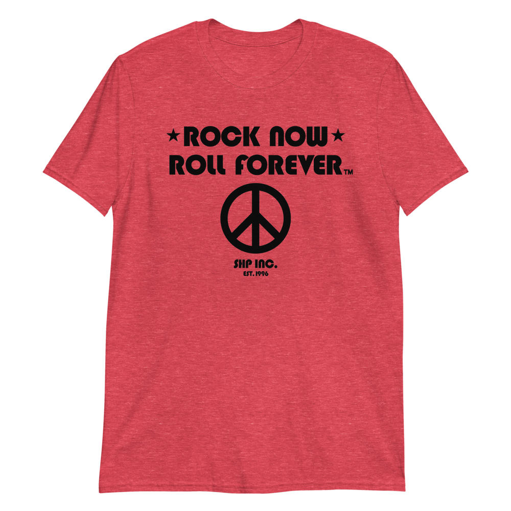 Rock Now, Roll Forever™ Peace Shirt [Black Text]