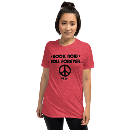 Rock Now, Roll Forever™ Peace Shirt [Black Text]