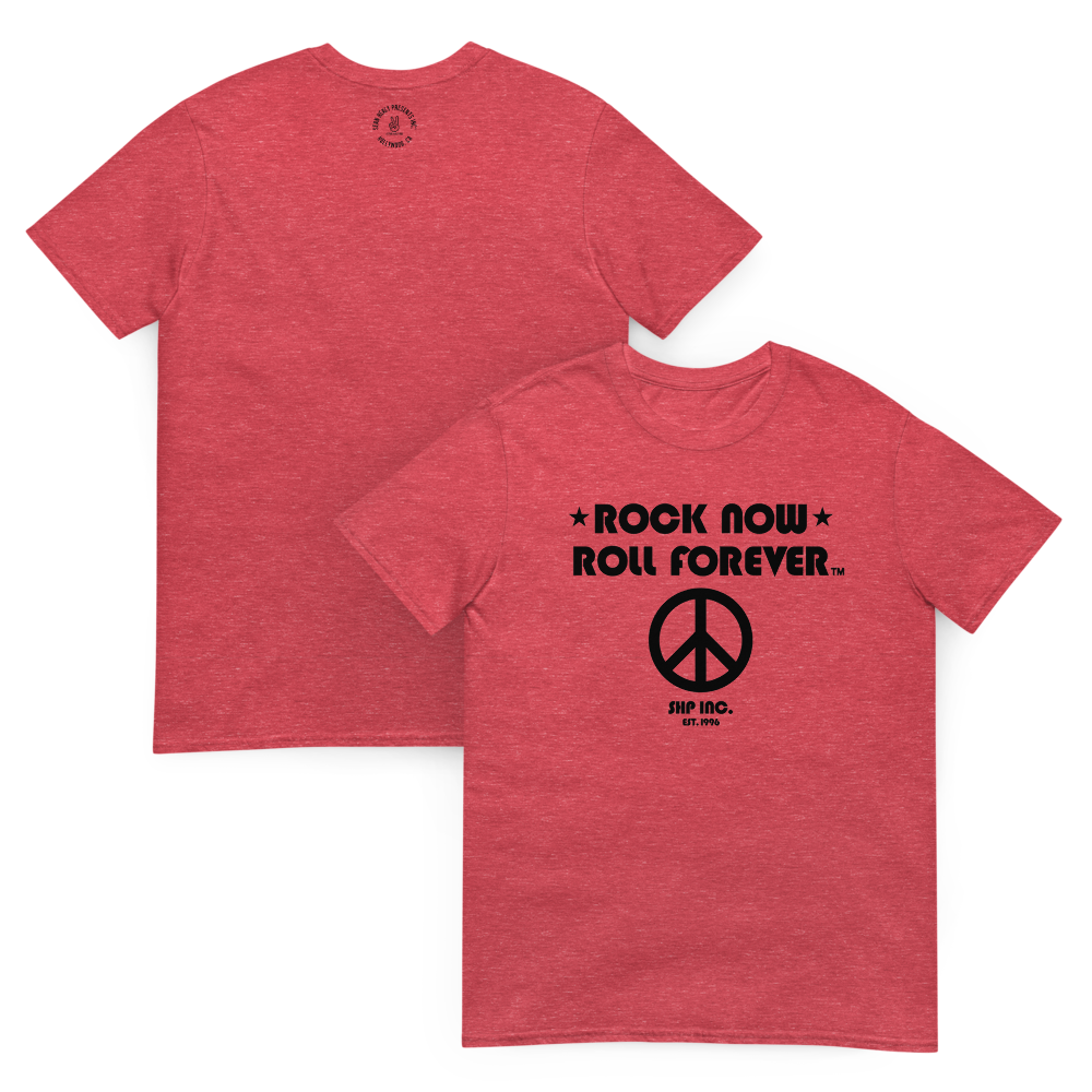 Rock Now, Roll Forever™ Peace Shirt [Black Text]