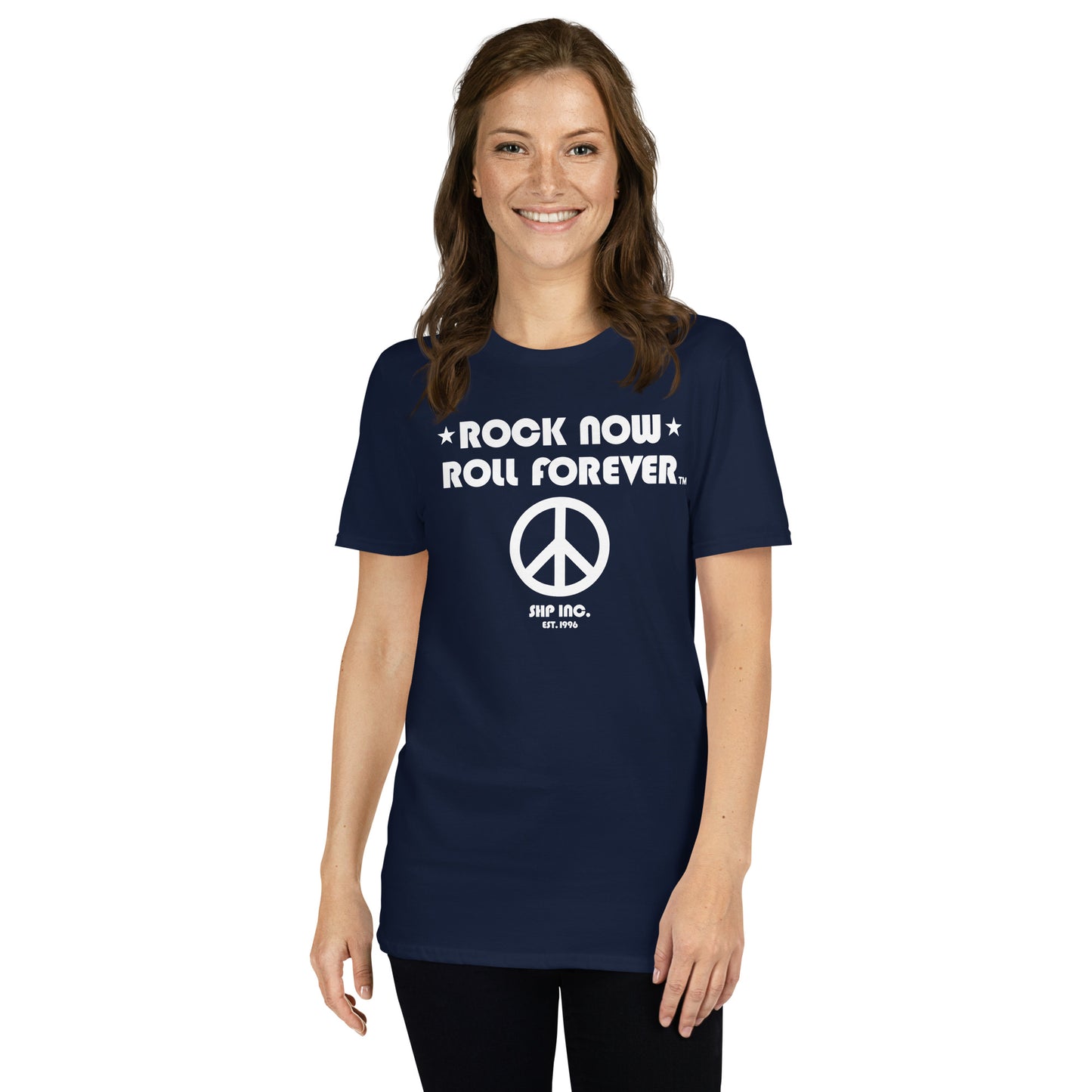 Rock Now, Roll Forever™ Peace Shirt [White Text]
