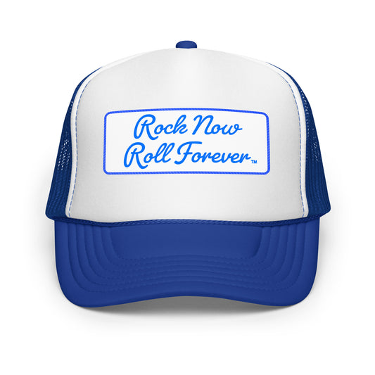 blue foam trucker hat – unisex breathable mesh snapback cap rocknroll