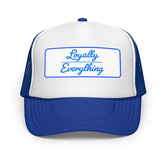 Blue foam trucker hat – unisex breathable mesh snapback cap