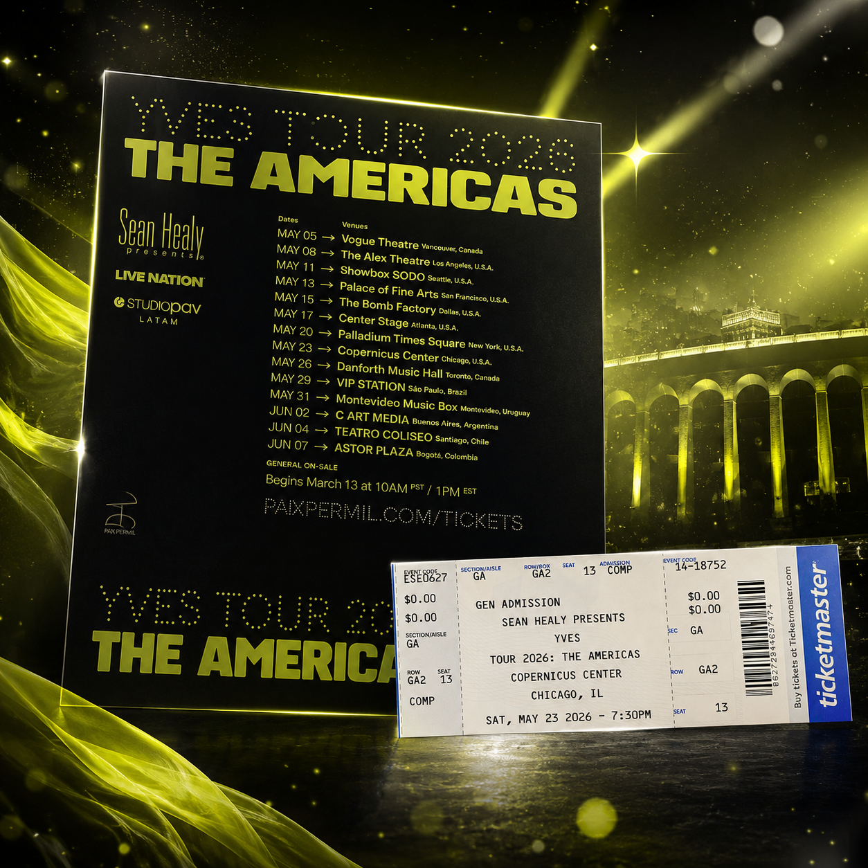 Yves 2026 The Americas Tour - Poster & Ticket Bundle