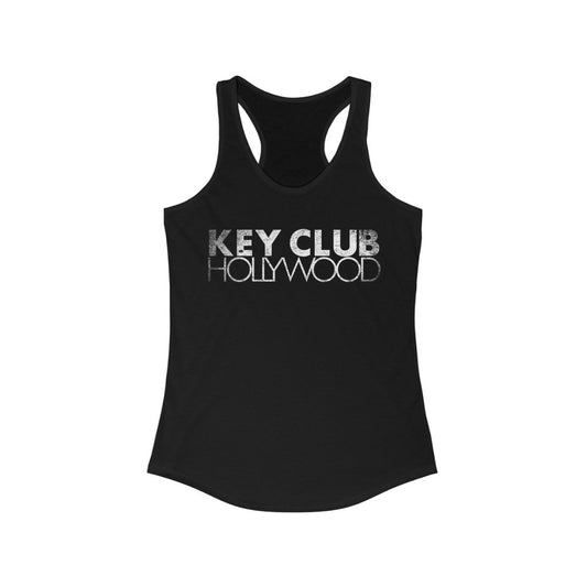 Black tank-top with 'KEY CLUB HOLLYWOOD' text and distressed logo design on the front.