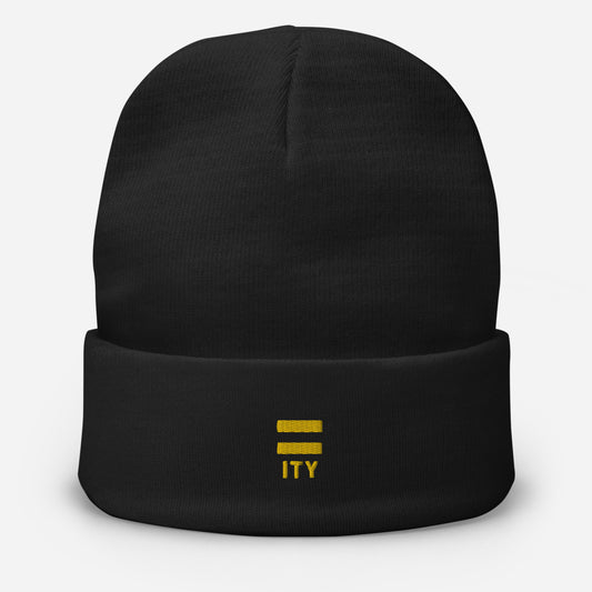 Cuffed knit beanie with ITY logo – casual streetwear headwear equality