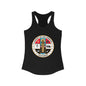 A black women's tank top with a graphic of the Los Angeles County seal in the center.
