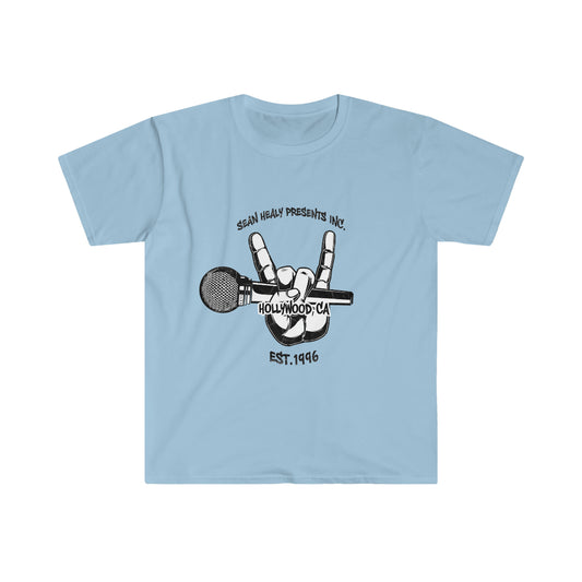 Peace Mic unisex light blue graphic Tshirt– music streetwear shirt