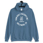 A blue hoodie with the white text 'SHAUN HILL PRESENTS, INC. HOLLYWOOD, CA' and a peace sign symbol on the front.