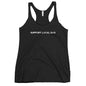 A black women's tank top with the text 'SUPPORT LOCAL DJS' printed in white on the front.