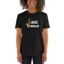 Load image into Gallery viewer, Jazz Heals | White Logo (Unisex Softstyle)
