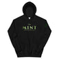 Black unisex hoodie with distressed logos on the front and sleeves, featuring The Mint venue name and SHP Peace logo.